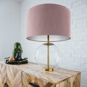 Dusty pink velvet with opaque white liner lampshade