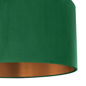 Emerald green velvet with brushed copper liner