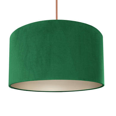 Emerald green velvet with champagne liner lampshade