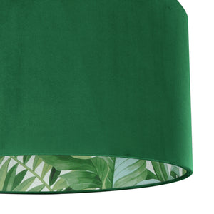 Emerald green velvet with green leaf lampshade