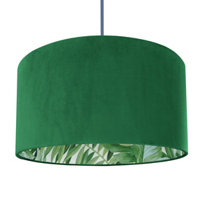 Emerald green velvet with green leaf lampshade