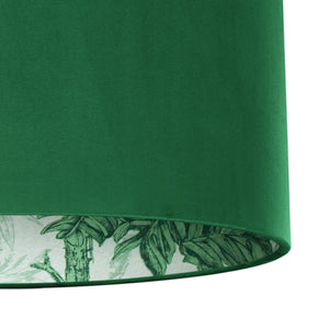 Palm leaf with emerald green velvet lampshade