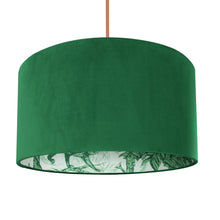 Load image into Gallery viewer, Palm leaf with emerald green velvet lampshade
