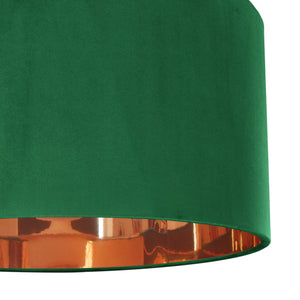 Emerald green velvet with mirror copper liner