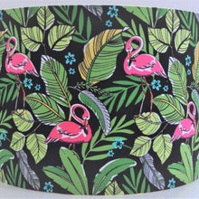 Load image into Gallery viewer, Blush silk with flamingo and leaf lampshade