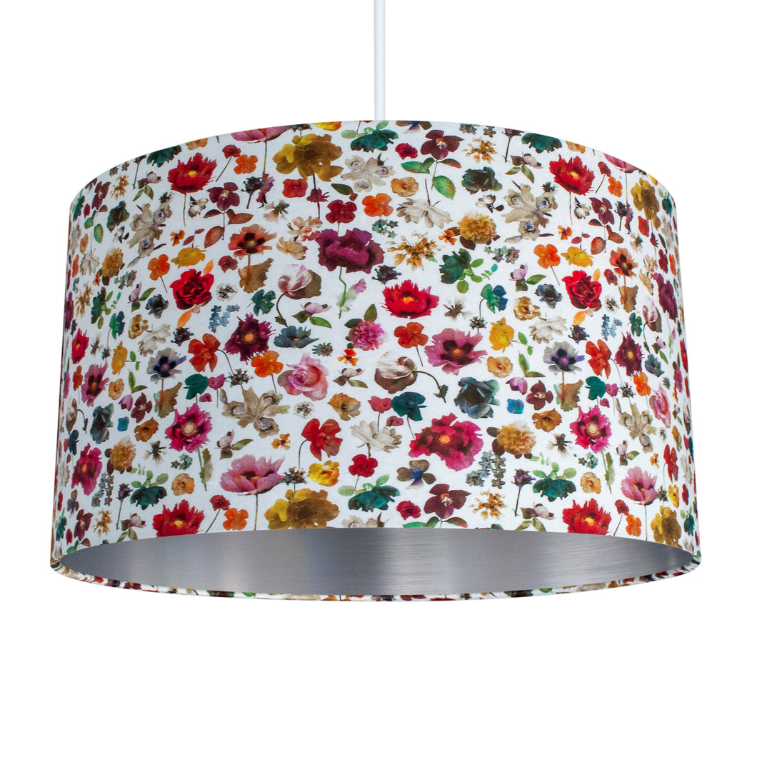 Liberty of London Floral Edit with brushed silver lampshade