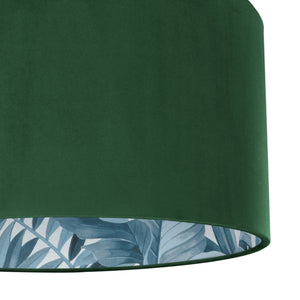 Forest Green velvet with blue leaf lampshade