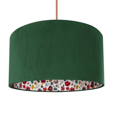 Liberty of London Floral Edit with forest green velvet lampshade