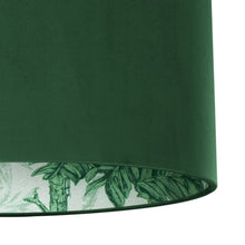 Load image into Gallery viewer, Palm leaf with forest green velvet lampshade