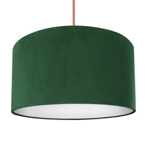 Load image into Gallery viewer, Forest green velvet with opaque white liner lampshade