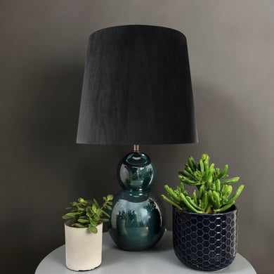 French drum lampshade with black velvet