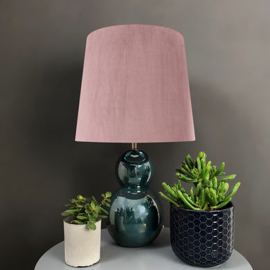 French drum lampshade with blush pink velvet