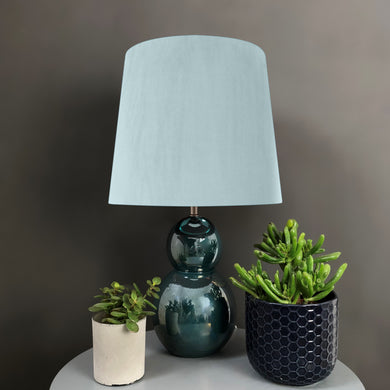 French drum lampshade with duck egg velvet