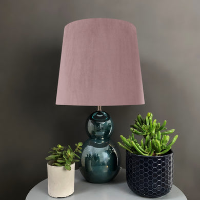 French drum lampshade with dusty pink velvet