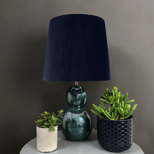 Load image into Gallery viewer, French drum lampshade with navy velvet