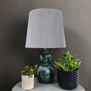 French drum lampshade with soft grey velvet