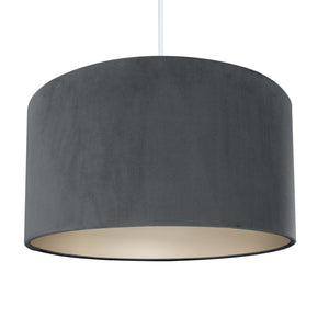Smokey grey velvet with champagne liner lampshade