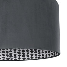 Load image into Gallery viewer, Smokey grey velvet with monochrome dot lampshade