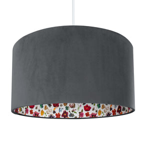 Liberty of London Floral Edit with smokey grey velvet lampshade