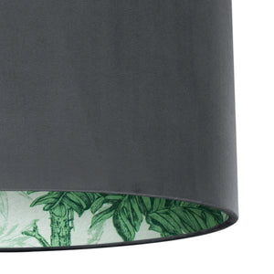 Palm leaf with smokey grey velvet lampshade