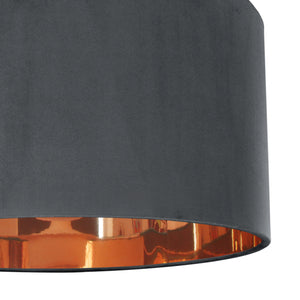 Smokey grey velvet with mirror copper liner