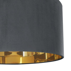 Smokey grey velvet with mirror gold liner
