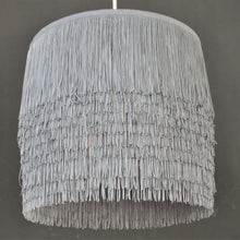 Load image into Gallery viewer, Silver grey tassel lampshade with mirror copper metallic liner