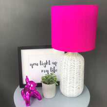 Load image into Gallery viewer, Hot pink silk lampshade with mirror gold liner