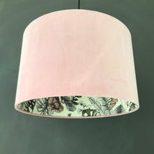 Load image into Gallery viewer, Blush velvet and exotic leaf wallpaper lampshade