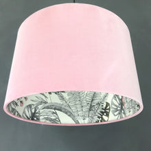 Load image into Gallery viewer, Blush velvet and exotic leaf wallpaper lampshade
