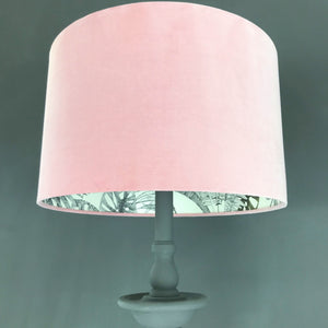 Blush velvet and exotic leaf wallpaper lampshade