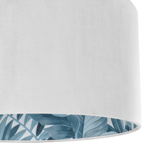 Load image into Gallery viewer, Ivory velvet with blue leaf lampshade