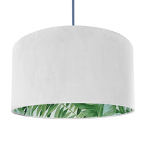 Load image into Gallery viewer, Ivory velvet with green leaf lampshade