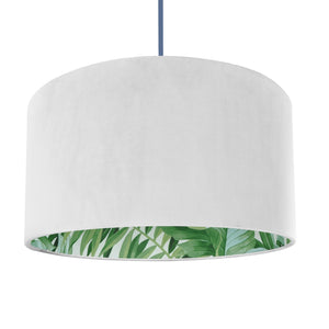 Ivory velvet with green leaf lampshade