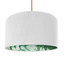 Load image into Gallery viewer, Palm leaf with ivory velvet lampshade