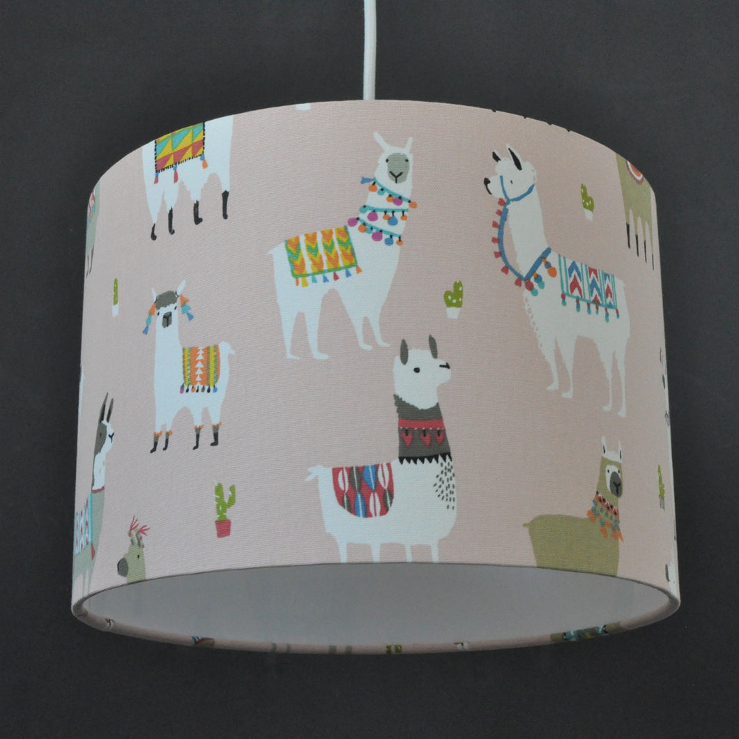 Llama print with white lined lampshade