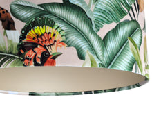 Load image into Gallery viewer, Jungle Velvet blush lampshade with champagne liner