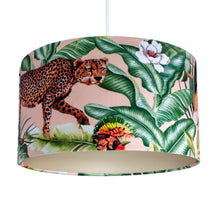 Load image into Gallery viewer, Jungle Velvet blush lampshade with champagne liner