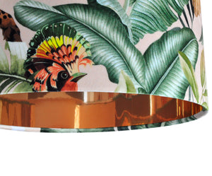 Jungle Velvet blush lampshade with mirror copper liner