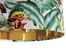 Load image into Gallery viewer, Jungle Velvet blush lampshade with mirror gold liner