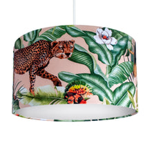 Load image into Gallery viewer, Jungle Velvet blush lampshade with white opaque liner