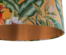 Load image into Gallery viewer, Jungle Velvet gold lampshade with brushed copper liner