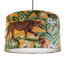 Load image into Gallery viewer, Jungle Velvet gold lampshade with white opaque liner