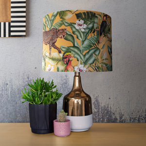Jungle Velvet gold lampshade with brushed copper liner