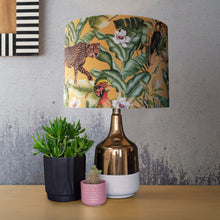 Load image into Gallery viewer, Jungle Velvet gold lampshade with mirror copper liner