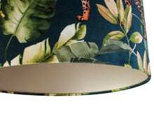 Load image into Gallery viewer, Jungle Velvet teal lampshade with champagne liner