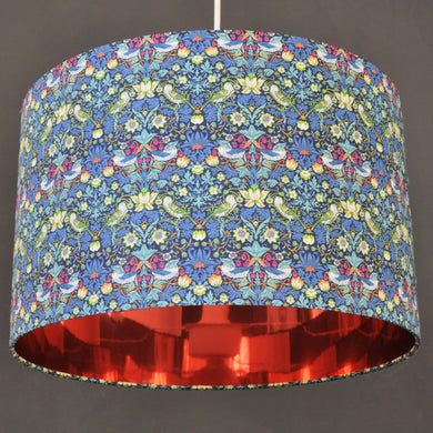 Liberty of London 'Strawberry Thief' with mirror copper lampshade