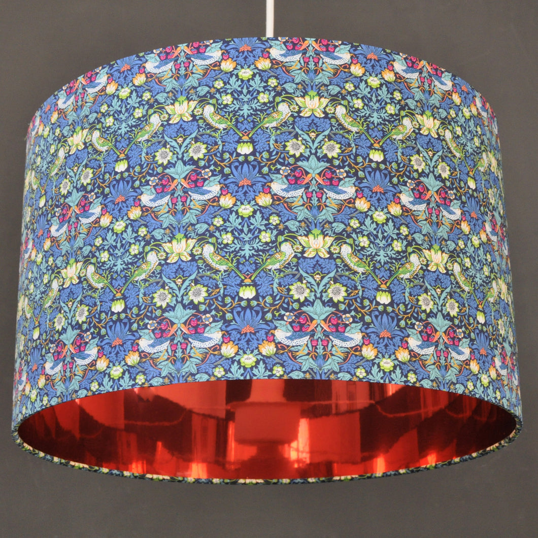 Liberty of London 'Strawberry Thief' with mirror copper lampshade