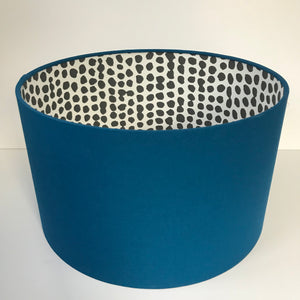 Blue cotton with monochrome dot lampshade