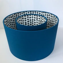 Load image into Gallery viewer, Blue cotton with monochrome dot lampshade